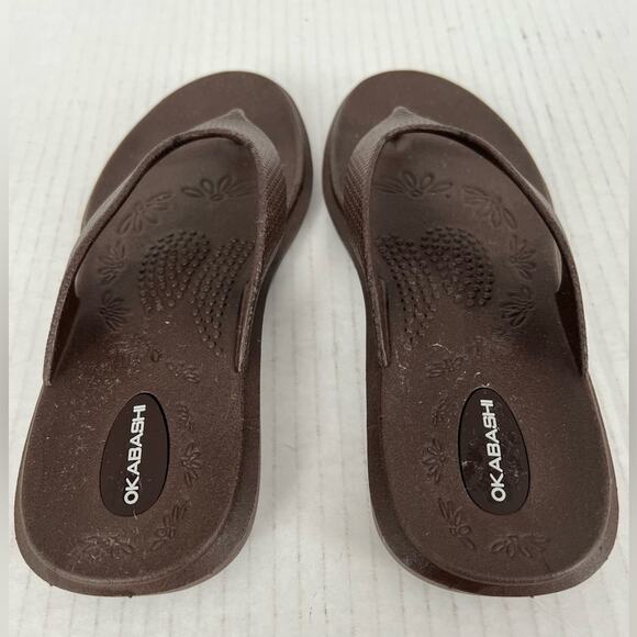 Oka B Okabashi Elle Brown Thong SlipOn Slides Flip Flop Sandal M (7-7.5) - Picture 5 of 10